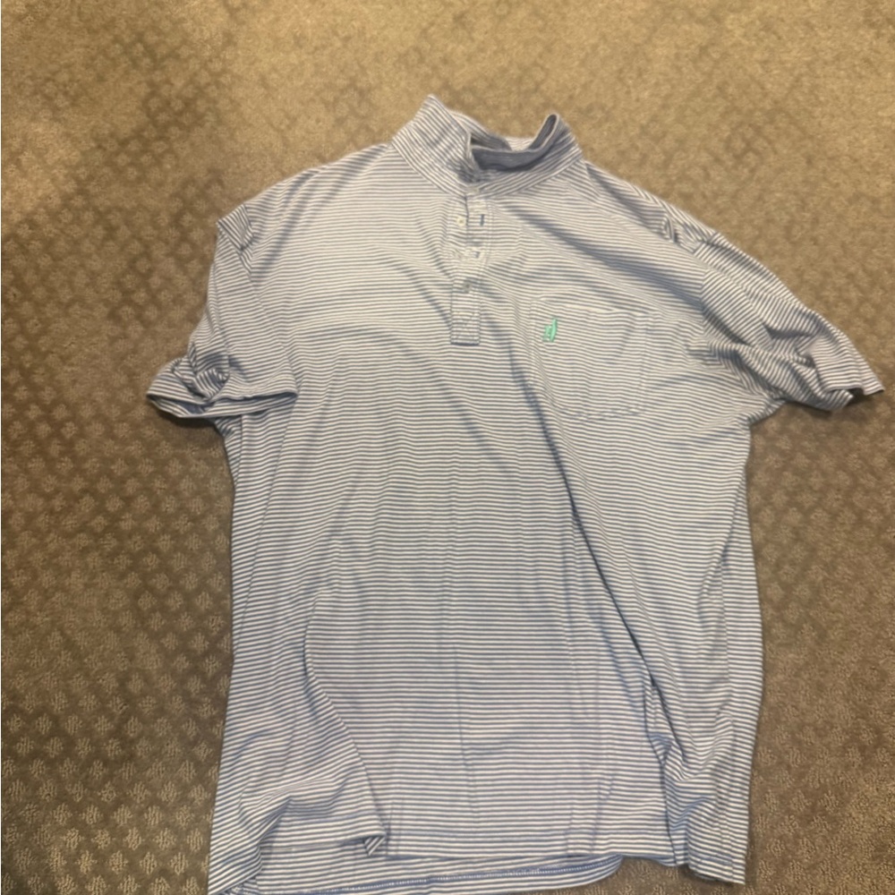 Johnnie O Men's Blue Striped Polo Shirt